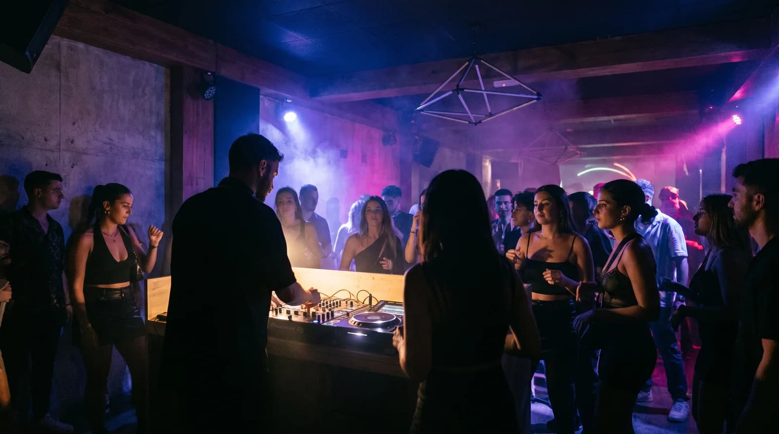 Electronic club night atmosphere