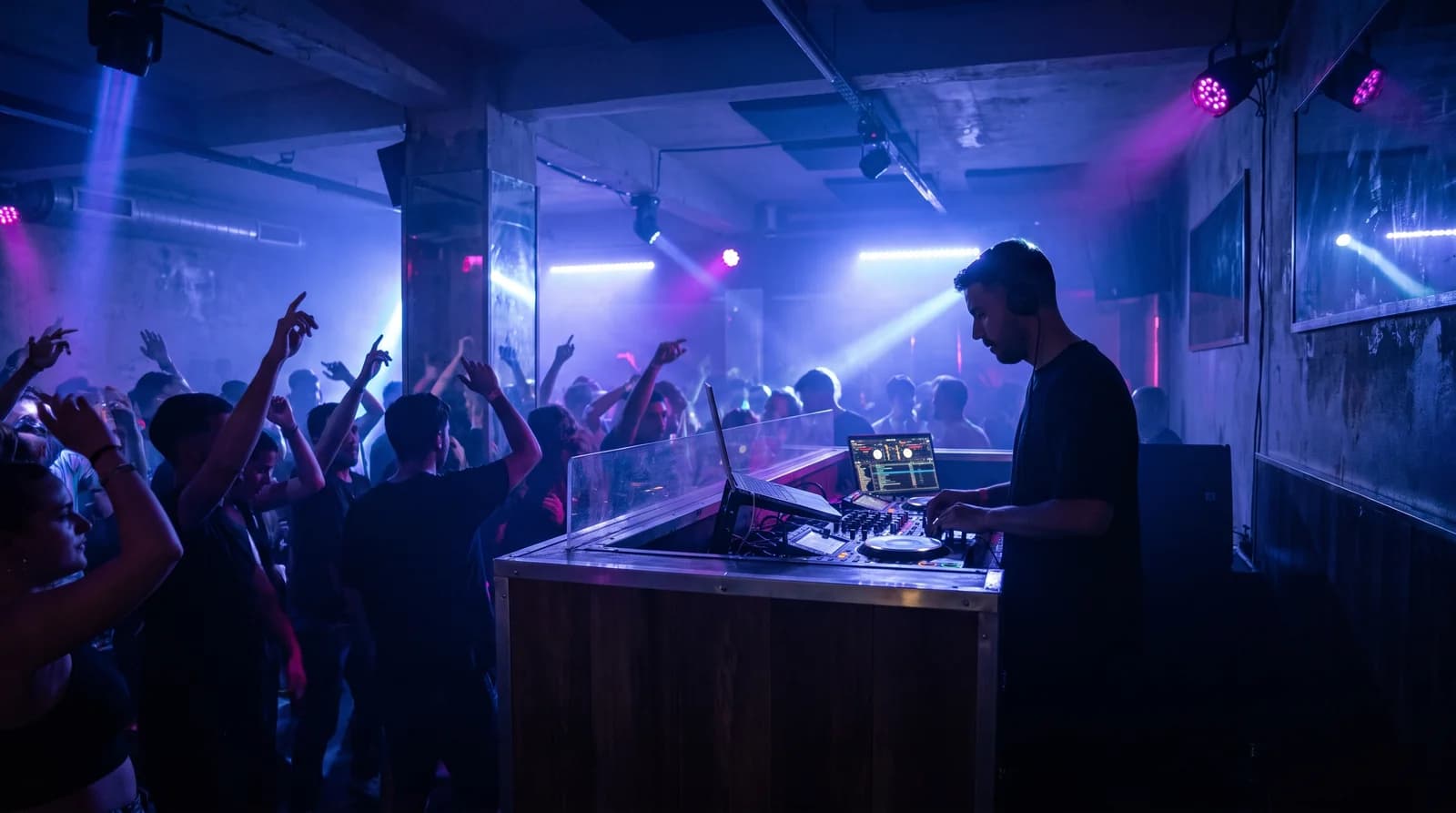 Electronic club night atmosphere