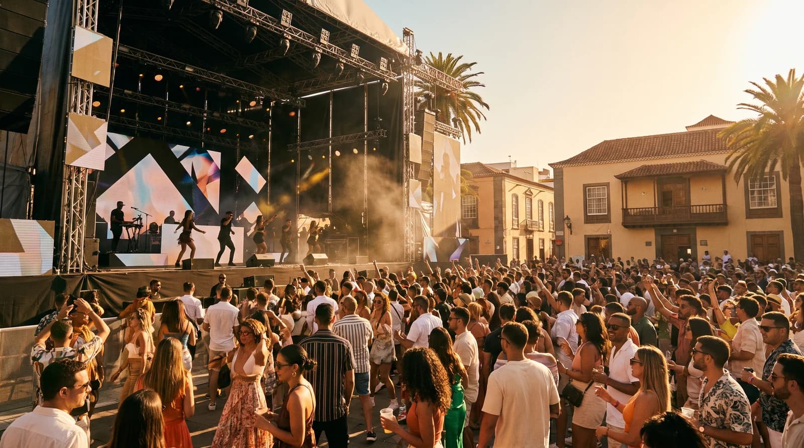Pop festival mainstage atmosphere